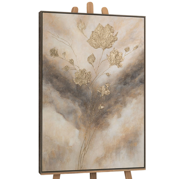 Handgemaltes Gemälde „Leuchten in den Wolken“ – Elegantes Acrylgemälde mit Goldakzenten
