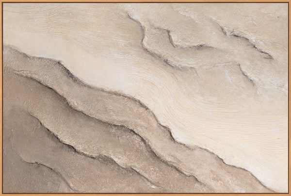 Abstraktes Acrylbild in Beige Grau in Rahmen – Struktur Wandkunst „Spuren der Zeit“