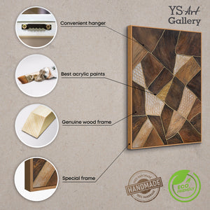 Abstraktes Gemälde „Geometrie des Goldes“ – Moderne Wandkunst mit Rahmen