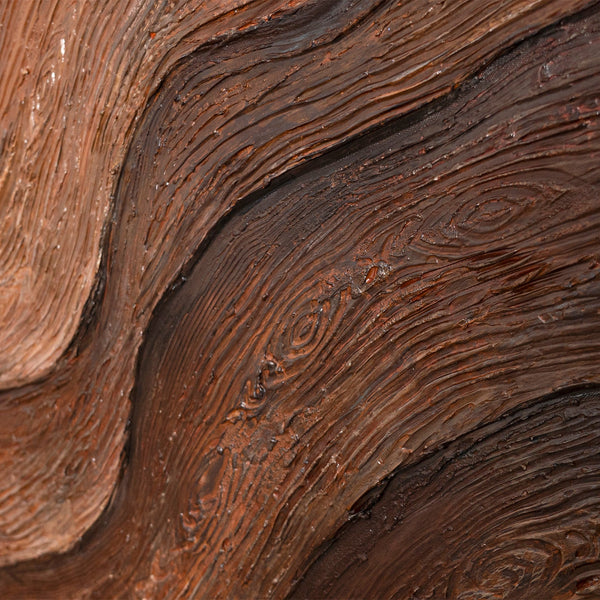 Abstrakte Linienstruktur in Holzoptik auf Leinwand, Detailaufnahme