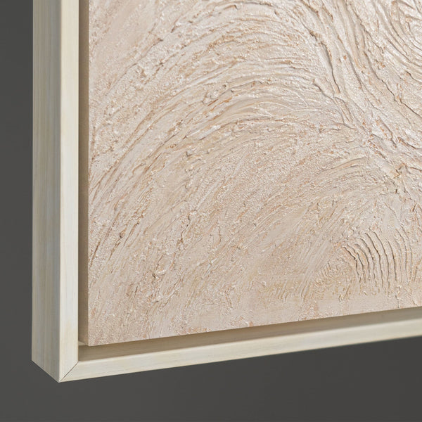 Gemälde mit Rahmen „Baumstrom“ – Abstrakte Kunst in Beige und Creme