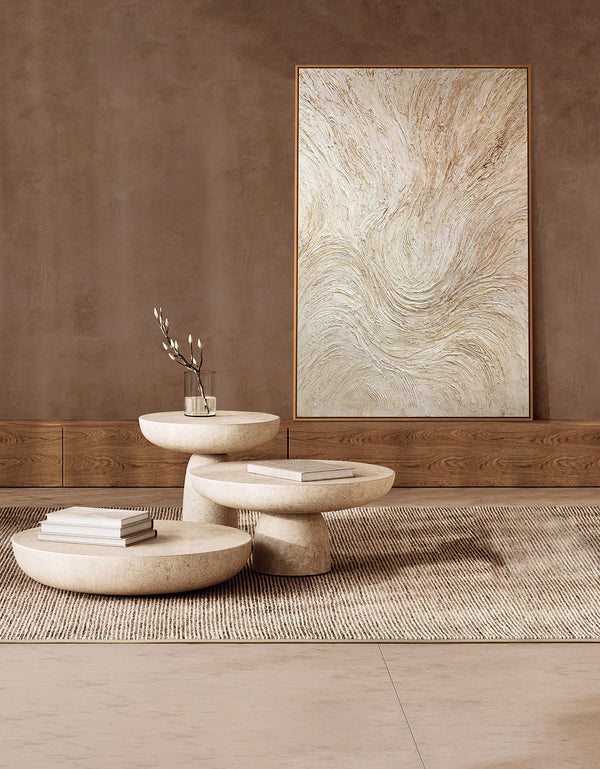 Framed painting “Tree Stream” – Abstract art in beige and cream