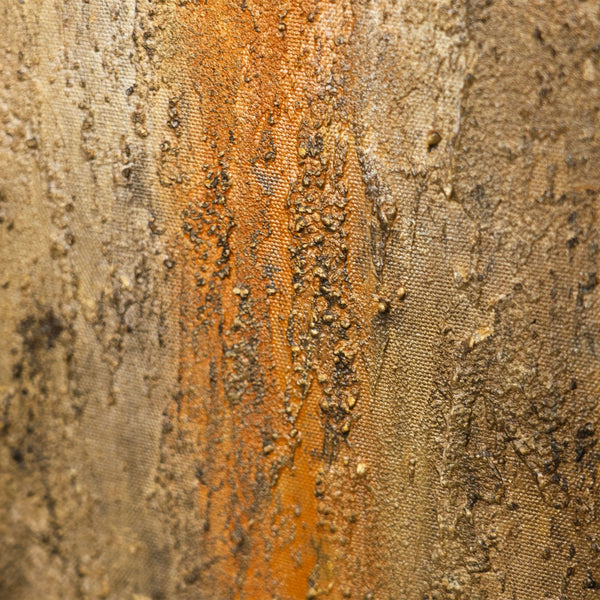 Leinwandbild mit Rahmen „Tiefe der Zeit“ – Abstraktes Acrylgemälde in Gold und Schwarz