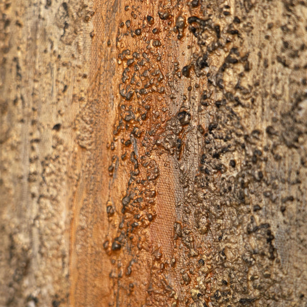 Leinwandbild mit Rahmen „Tiefe der Zeit“ – Abstraktes Acrylgemälde in Gold und Schwarz
