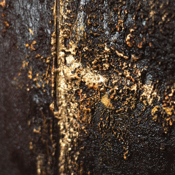 Handgemaltes Acrylbild mit Rahmen „Vertikalen der Zeit“ – Moderne Wandkunst in Gold-Braun