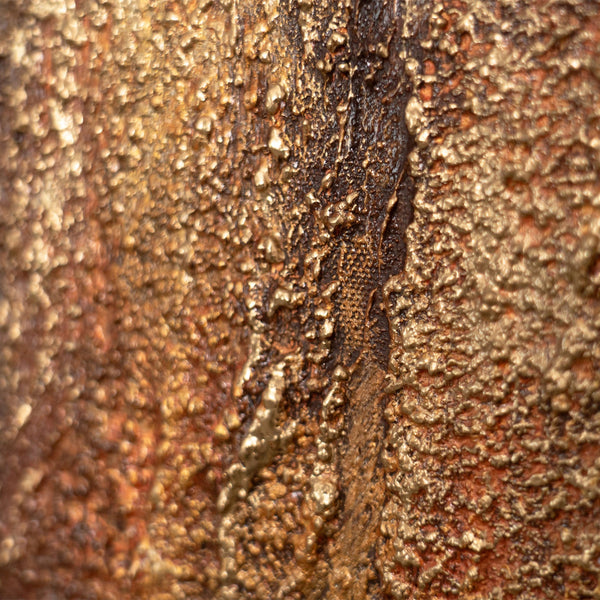 Handgemaltes Acrylbild mit Rahmen „Vertikalen der Zeit“ – Moderne Wandkunst in Gold-Braun