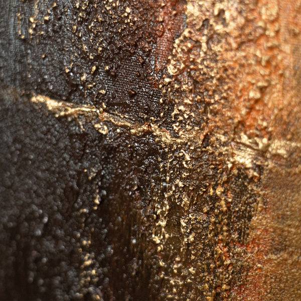 Handgemaltes Acrylbild mit Rahmen „Vertikalen der Zeit“ – Moderne Wandkunst in Gold-Braun