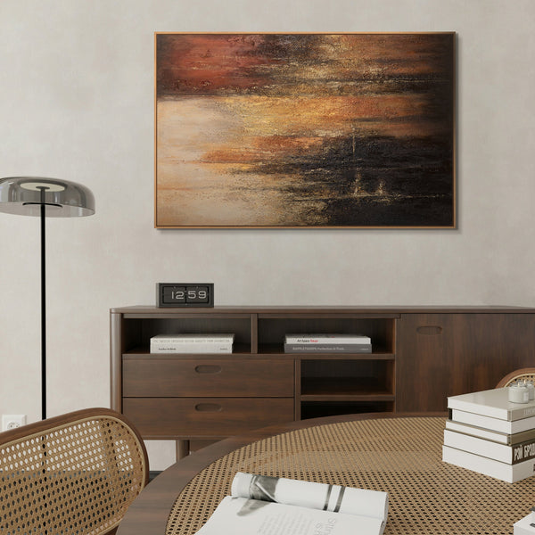 Abstraktes Gemälde auf Leinwand im Rahmen „Vertikalen der Zeit“