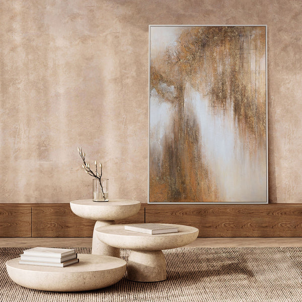 Handgemaltes Acrylgemälde mit Rahmen „Honigdunst“ – Moderne Kunst auf Leinwand