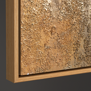 Seitliche Ansicht eines strukturierten Leinwandbildes, stabiler Holzrahmen