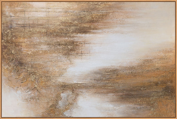 Handgemaltes abstraktes Leinwandbild im Rahmen „Honigdunst“