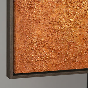 Unterkante eines abstrakten Leinwandbildes mit Struktur, hochwertiger Keilrahmen