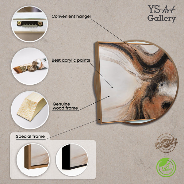 Abstraktes Wandbild in Schwarz, Grau und Kupfer, moderne Kunst auf Leinwand