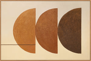 Abstraktes Wandbild in Terrakotta und Beige mit geometrischen Formen, Leinwand