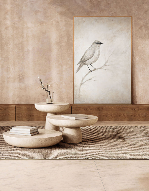 Framed painting “Singing Pause” – Acrylic art with bird motif