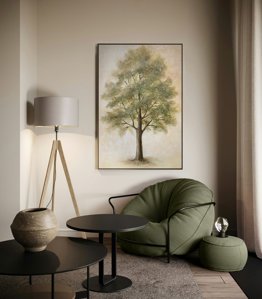 Hand-painted acrylic painting "Tree of Contemplation" – wall art with a tree motif