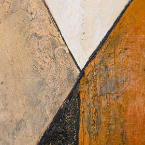 Abstrakte Kunst auf Leinwand mit Rahmen „Begegnung der Ebenen“ - Acrylmalerei in Erdtönen