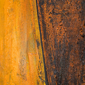 Abstrakte Kunst auf Leinwand mit Rahmen „Begegnung der Ebenen“ - Acrylmalerei in Erdtönen