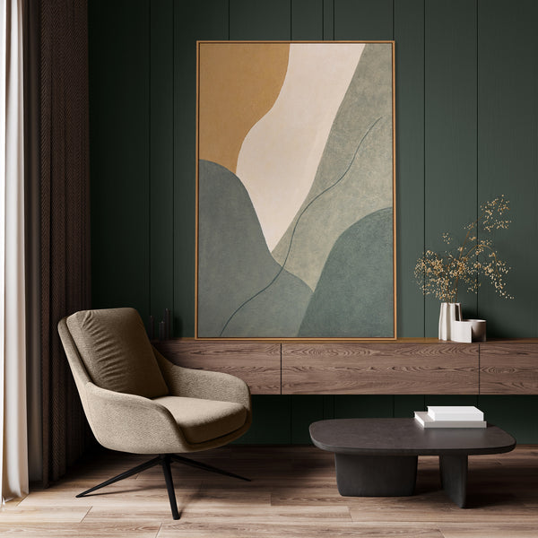 Abstract acrylic painting with frame "Eternal Line" – Modern wall decoration in natural colors