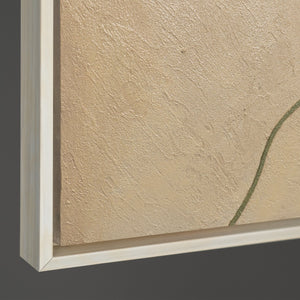 Abstraktes Acrylbild mit Rahmen „Sandweg“ – Moderne Wandkunst in Beige und Grün