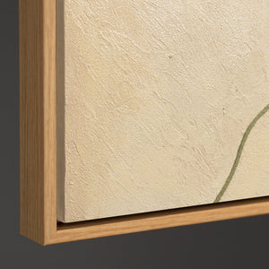 Abstraktes Acrylbild mit Rahmen „Sandweg“ – Moderne Wandkunst in Beige und Grün