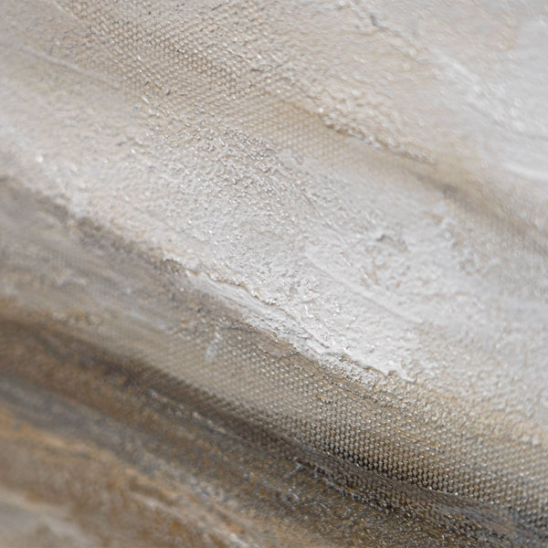 Leinwandbild mit Rahmen „Atem der Steppe“ – Handgemalte Landschaft in Naturtönen