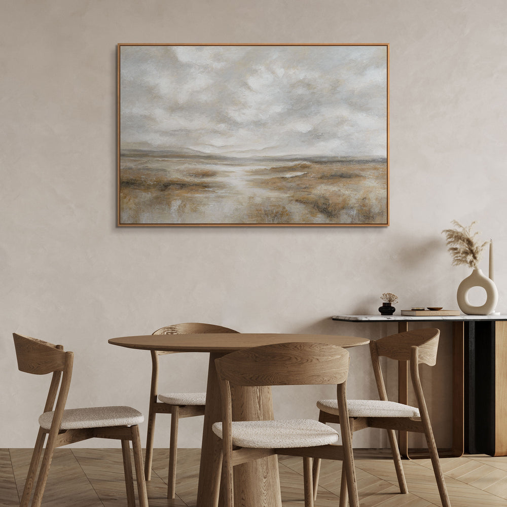 Framed canvas print "Breath of the Steppe" – Hand-painted landscape in natural tones