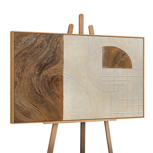 Abstract painting “Lines and Circles” – Geometric wall art with frame