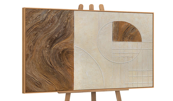 Abstraktes Gemälde „Linien und Kreise“ – Geometrische Wandkunst mit Rahmen