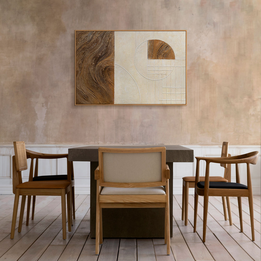 Abstract painting “Lines and Circles” – Geometric wall art with frame