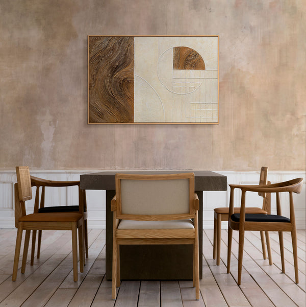 Abstraktes Gemälde „Linien und Kreise“ – Geometrische Wandkunst mit Rahmen