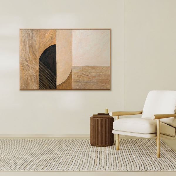 Handgemalte Acrylmalerei mit Rahmen „Natürliche Ornamente“ – Moderne Wanddeko