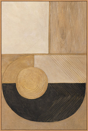 Moderne abstrakte Wandkunst in einem minimalistischen Wohnzimmer