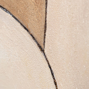 Runde Acrylbild „Ornamente der Zeit“ – Abstrakte Strukturkunst in Erdtönen