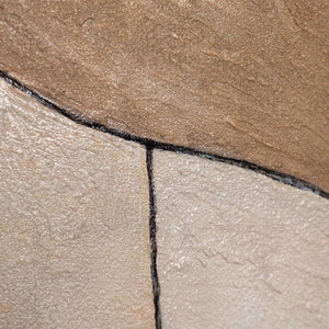 Runde Acrylbild „Ornamente der Zeit“ – Abstrakte Strukturkunst in Erdtönen