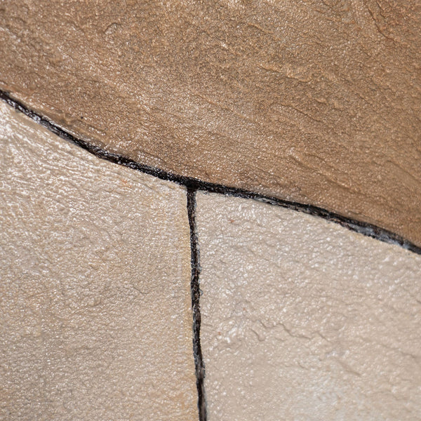 Runde Acrylbild „Ornamente der Zeit“ – Abstrakte Strukturkunst in Erdtönen