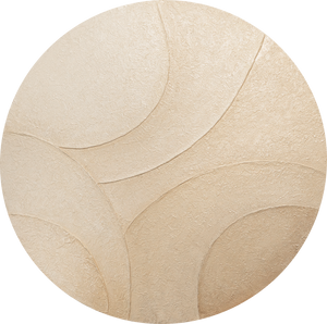 Abstract Round Painting “Ornaments of the Wind” – Wall Art in Beige