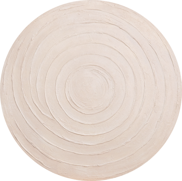 Round abstract acrylic painting "Circular Rhythm" - wall decoration in natural tones