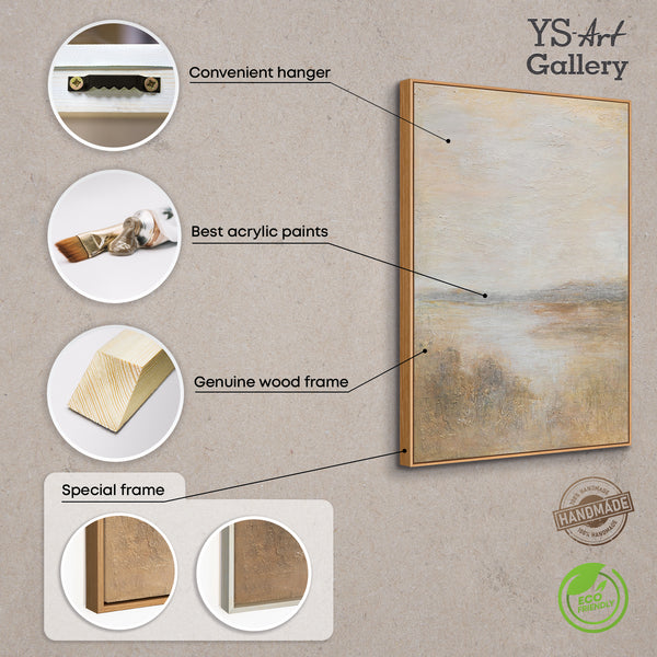 Moderne Gemälde mit Rahmen „Nebeliger Morgen“ – Struktur Acrylbild auf Leinwand
