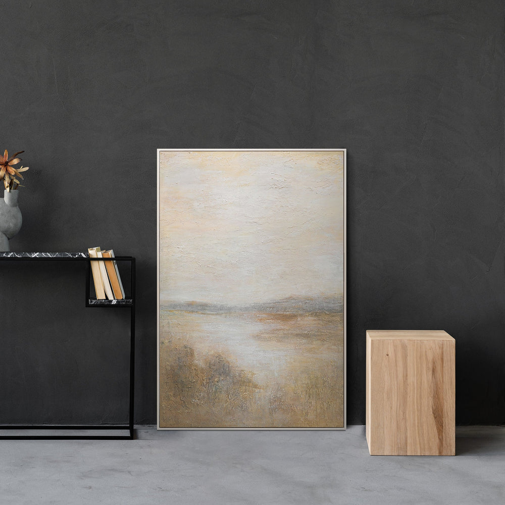 Modern framed painting "Foggy Morning" – textured acrylic painting on canvas