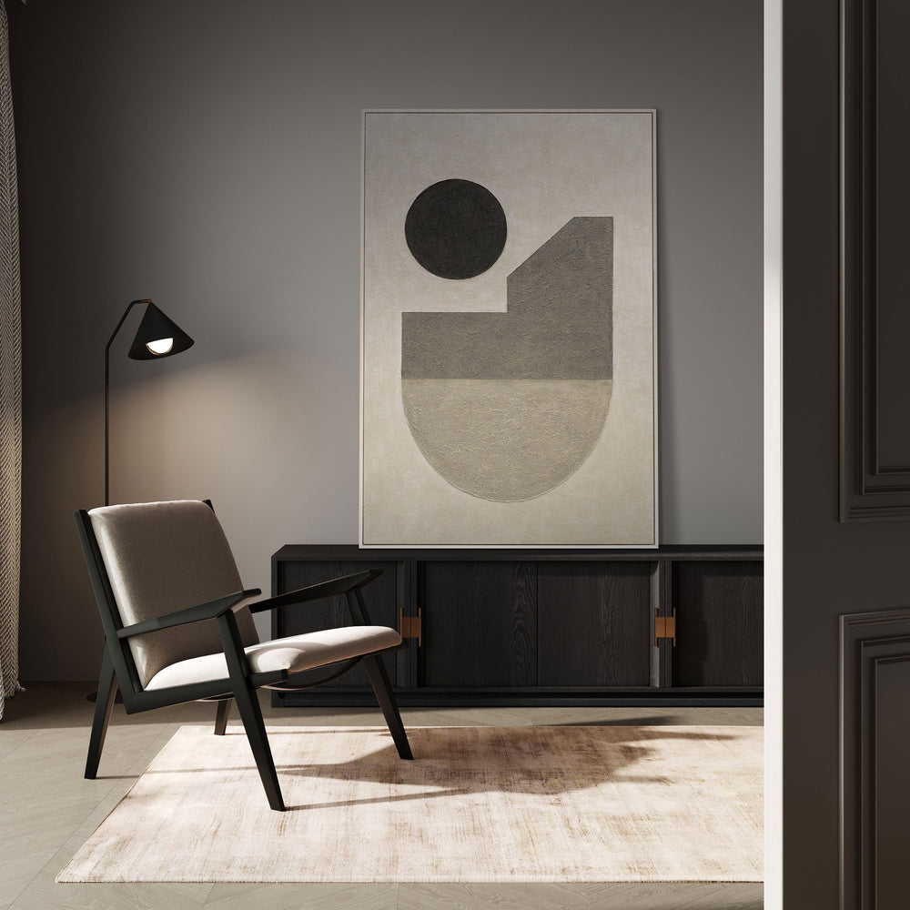 Geometric wall art “Silence of Geometry” – Minimalist hand-painted acrylic painting