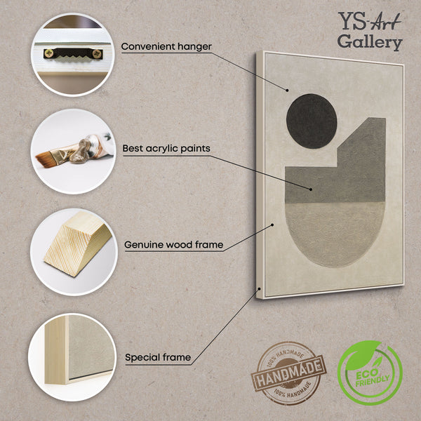 Geometrische Wandkunst „Stille der Geometrie“ – Minimalistische Acrylmalerei handgemalt