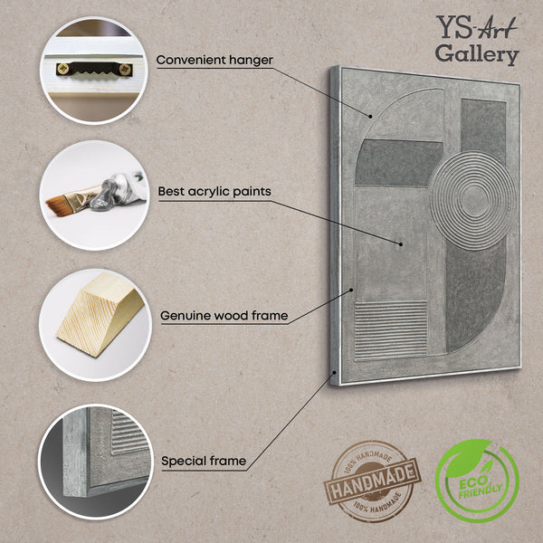 Abstrakte Kunst Leinwand „Grauer Akkord“ – Moderne Wanddeko Wohnzimmer