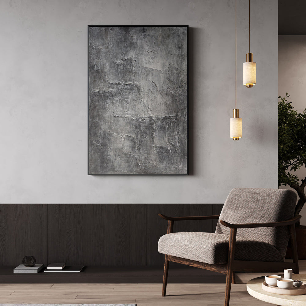 Framed canvas print "Memory of the Stone" – Textured acrylic painting in concrete look