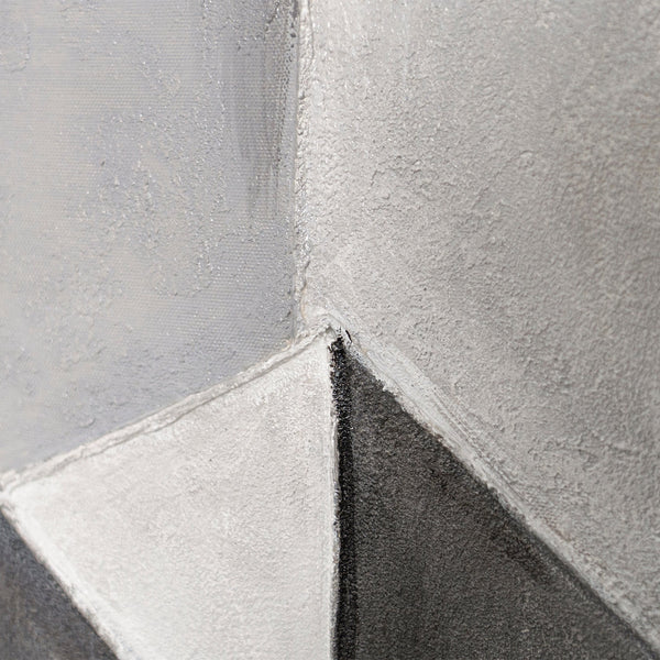 Gemälde Abstrakt mit Rahmen „Stadtkonturen“ – Moderne Acrylmalerei in Grau & Schwarz