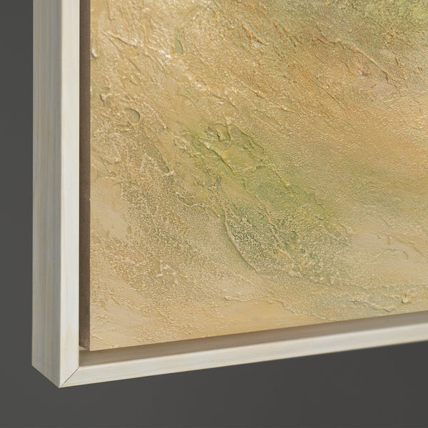 Handgemalte Gemälde auf Leinwand „Warme Weite“ – Moderne Abstrakte Kunst mit Rahmen