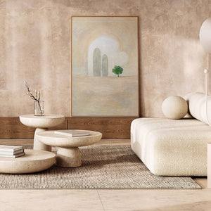 Abstraktes Acrylmalerei mit Rahmen „Grüner Akzent“ – Minimalistische Wandkunst auf Leinwand