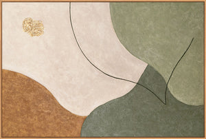 Abstraktes Leinwandbild mit sanfter mineralischer Bewegung in Grau