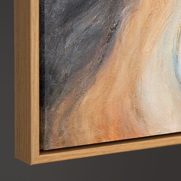 Abstraktes Wandbild auf Leinwand mit sanfter Farbbewegung