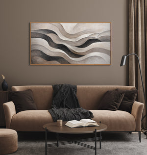 Abstract Canvas Painting in Beige and Gray – Textured Acrylic Painting "Sand Waves"